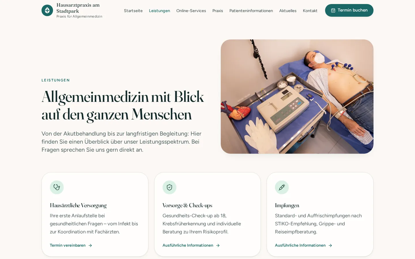 Musterprojekt Hausarztpraxis – Leistungsübersicht