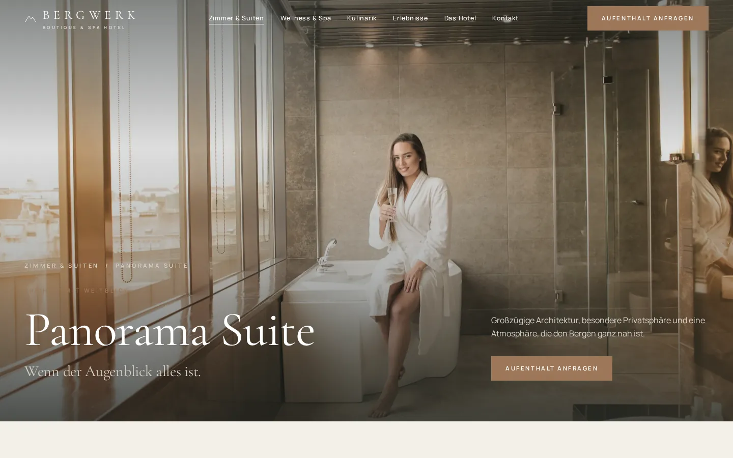 Musterprojekt BERGWERK – Detailseite der Panorama Suite