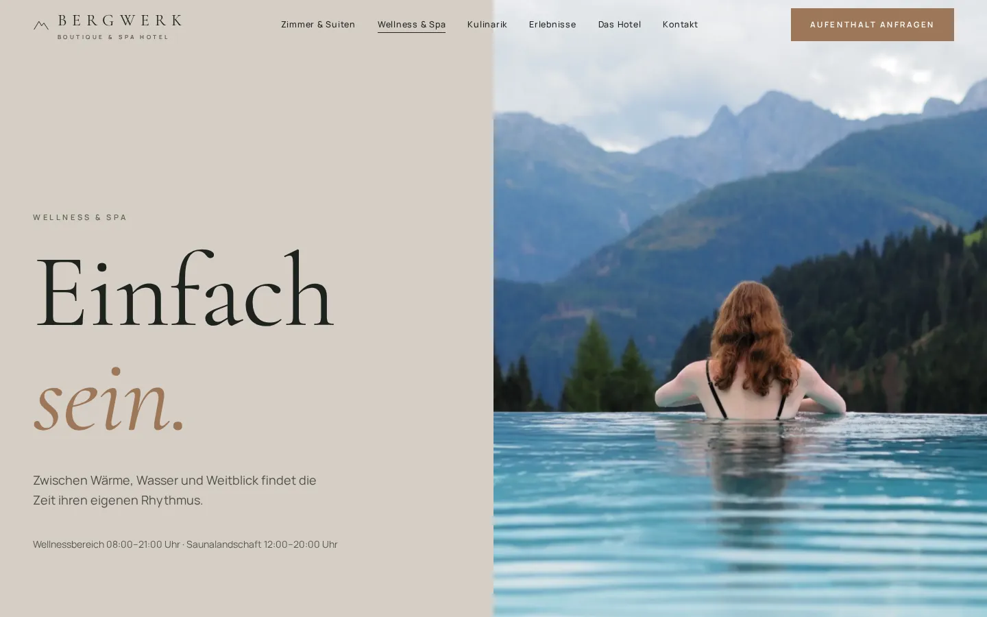 Musterprojekt BERGWERK – Wellness- und Spa-Bereich