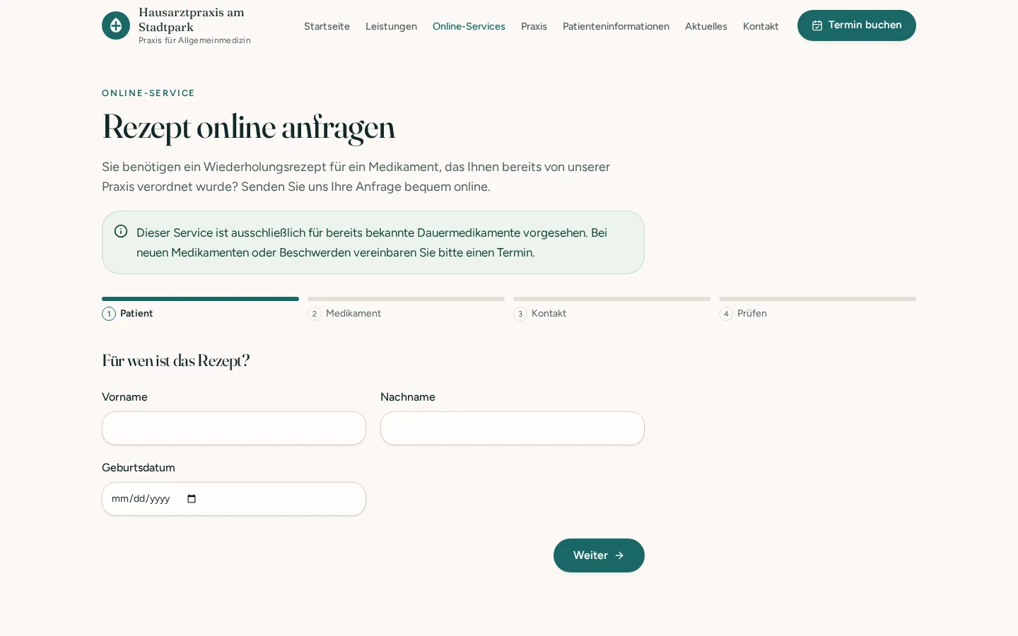 Musterprojekt Hausarztpraxis – digitale Rezeptanfrage